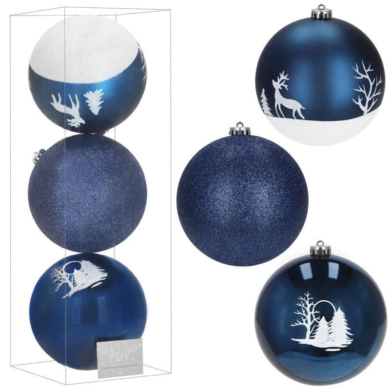 Vánoční baňky modré mix - 15 cm, sada 3ks CA1363