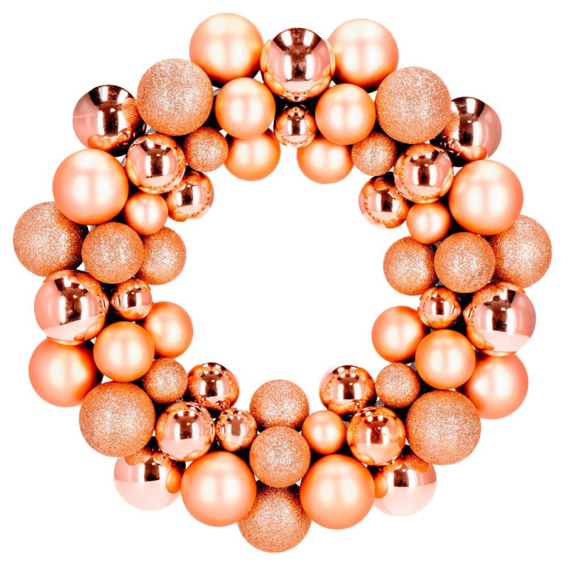 Vánoční věnec růžovo-zlatý 34 cm CA1388