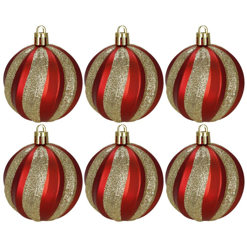 Vánoční baňky červeno-zlaté - 6 cm, sada 6ks CA1400
