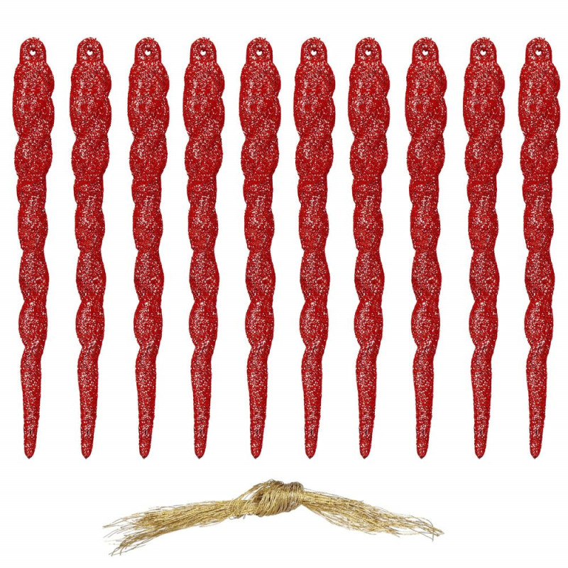 Rampouchy 12,5cm červené sada 10ks, vánoční ozdoby