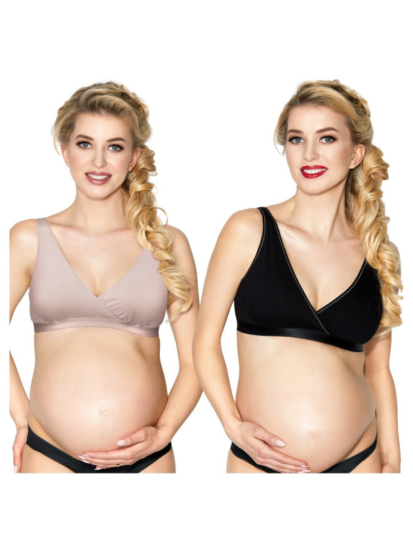 Měkká podprsenka s kosticí Mitex Lilly A'2 květiny-černá XXL