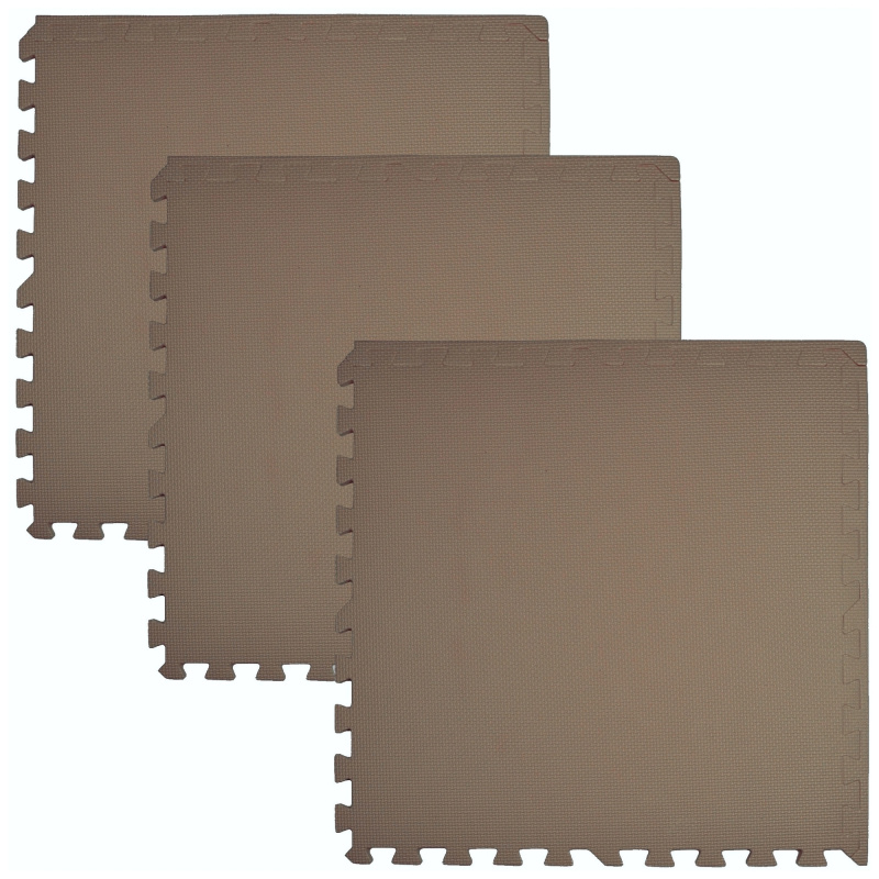 Pěnová podlahová podložka HUMBI 180 × 60, velké voděodolné puzzle, bezpečné, 3 ks, tmavě béžová cappuccino
