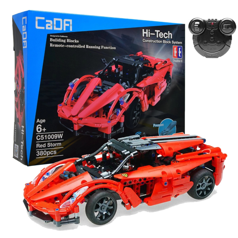 Stavebnice CaDA RC sportovní auto Red Storm 32 cm, 380 dílů