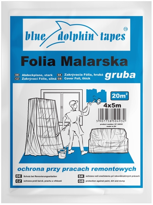 Fólie zakrývací LDPE Blue Dolphin Silná 4×5 m 19 µm