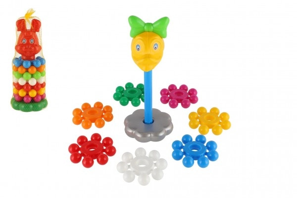 Teddies skládačka pyramida s kroužky plast 26 cm zajíc