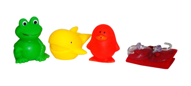 Pískací hračky do koupele v síťce – sada 3 ks