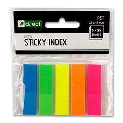 Samolepicí neonové záložky - 45 x 12 mm, 5 x 25 listů