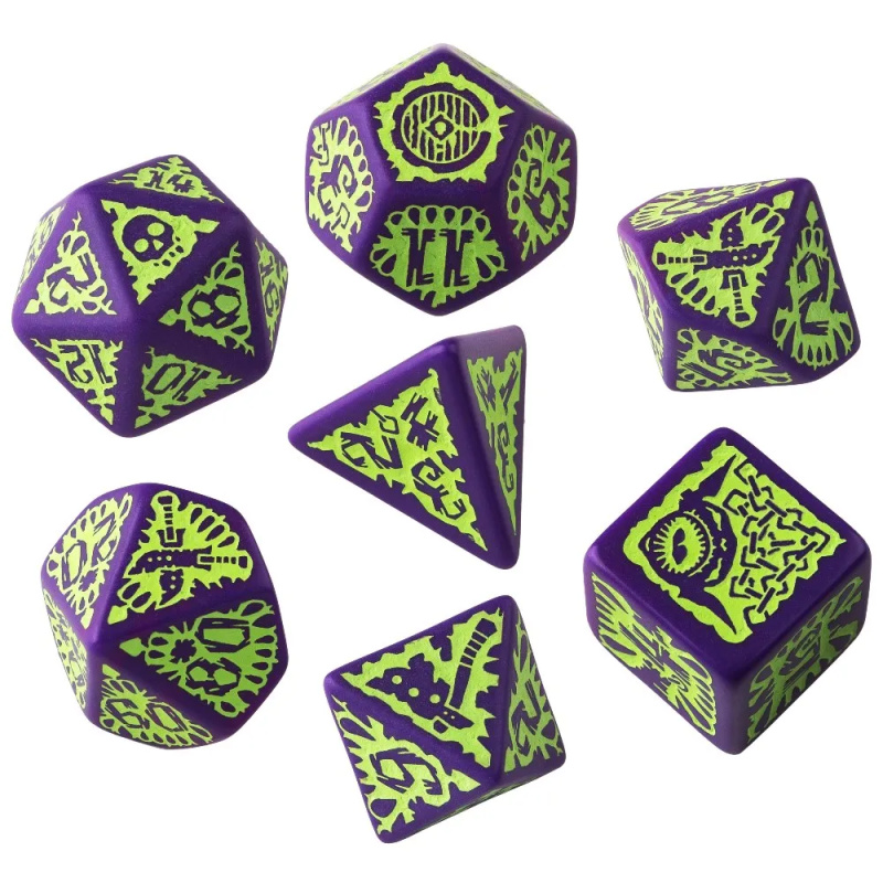 Sada kostek Pathfinder - Goblin Purple green