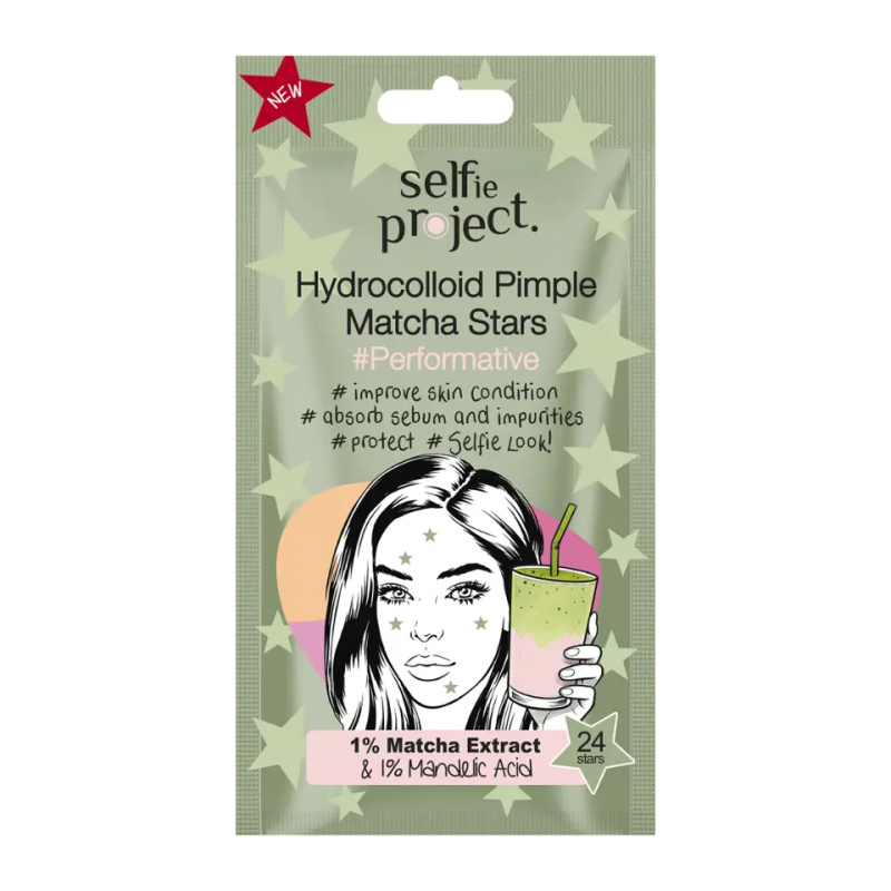 Selfie Project Náplasti na akné Matcha Stars 24 ks