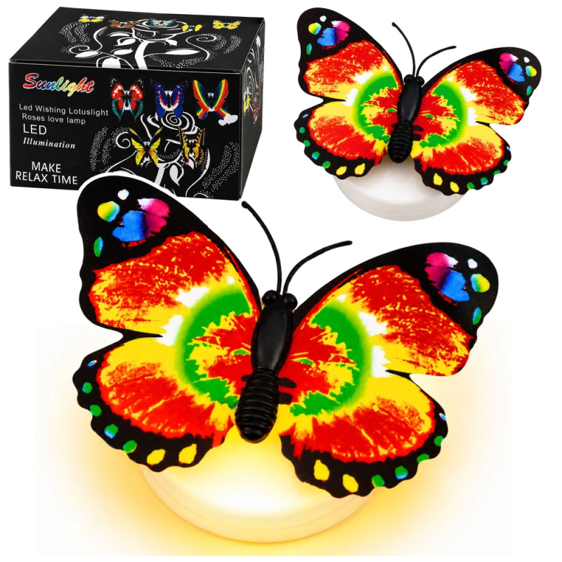 Svítící LED motýlek – samolepicí dekorace 6 × 5 cm