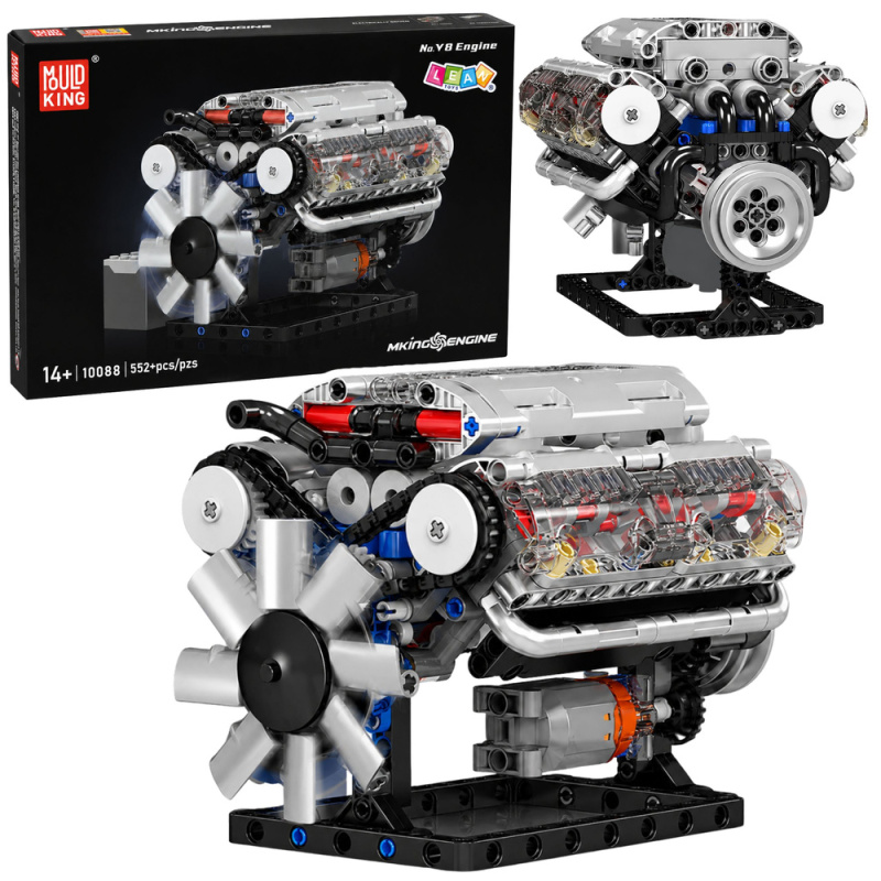 Stavebnice mechanický motor V8 s pohyblivými písty (552 dílků)