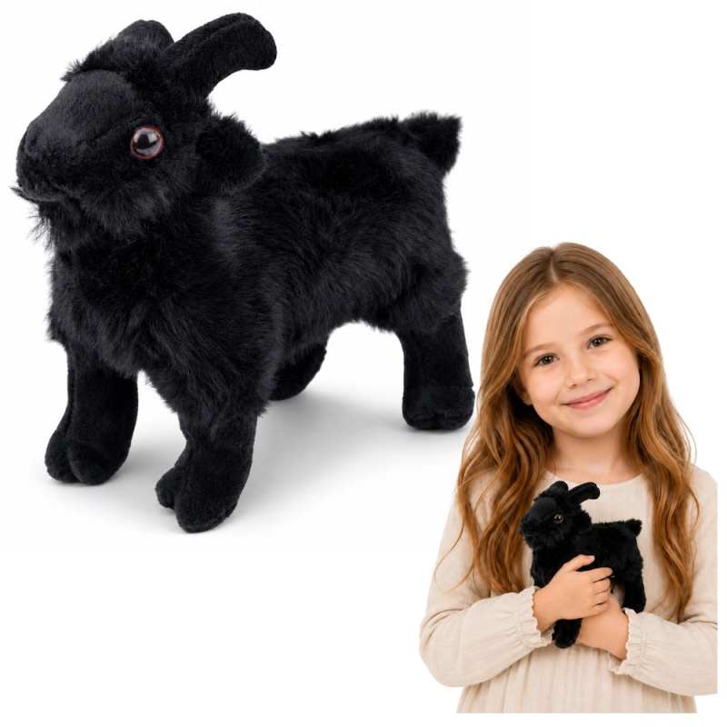 Malá plyšová koza černá 16 cm