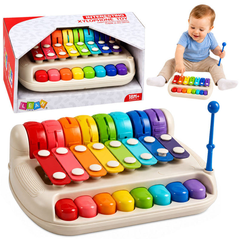 Tomido Ksylofon Dziecięcy Pianinko Kolorowe Instrument Muzyczny 2w1 Pałeczka