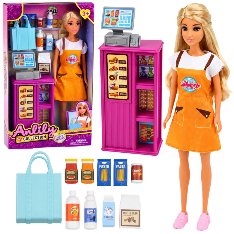 Anlily panenka pokladní se supermarketem a doplňky 30 cm