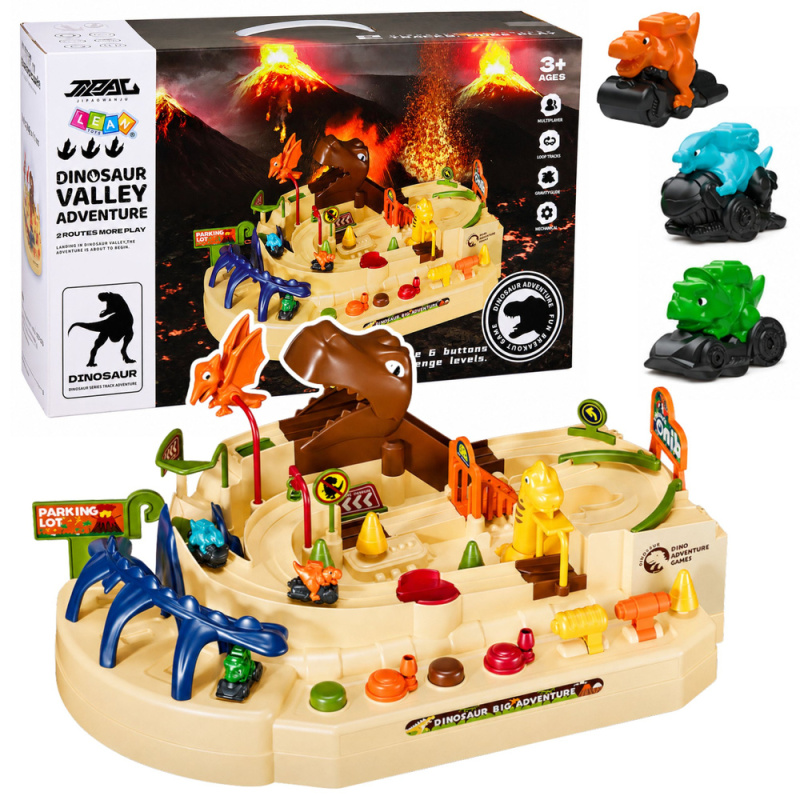 Interaktivní manuální dino dráha Dinosaur Track Adventure se 3 vozidly a 8 výzvami