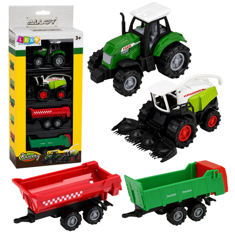 Tomido Sada zemědělských autíček Traktor Sekačka Přívěsy 1:68 4 ks