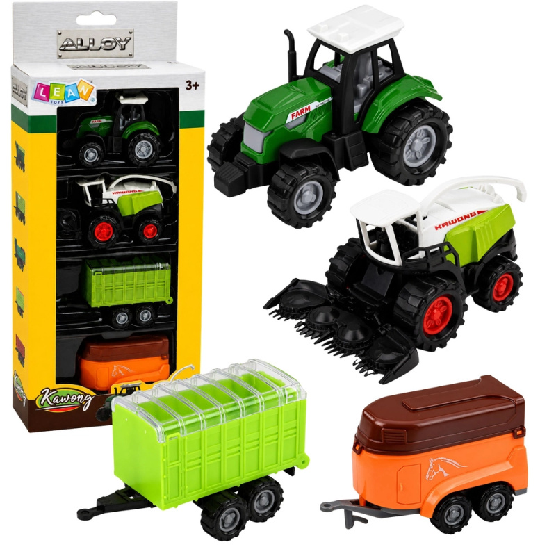 Tomido Sada zemědělských vozidel Traktor Sekačka Přívěsy 1:68 4 ks
