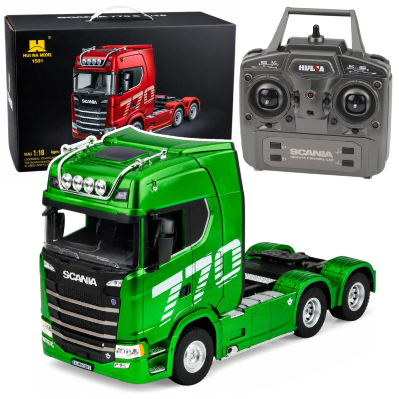 Tomido Ciągnik Siodłowy Ciężarówka Scania Zdalnie Sterowana RC Huina Zielony 1:18