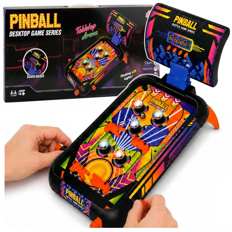 Stolní pinball (flipper) se světly, zvuky a počítadlem bodů