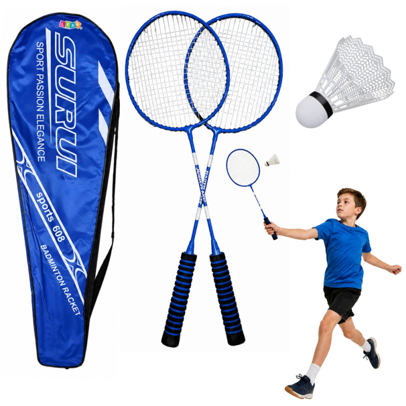 Tomido Badmintonová sada rakety míček Modrá
