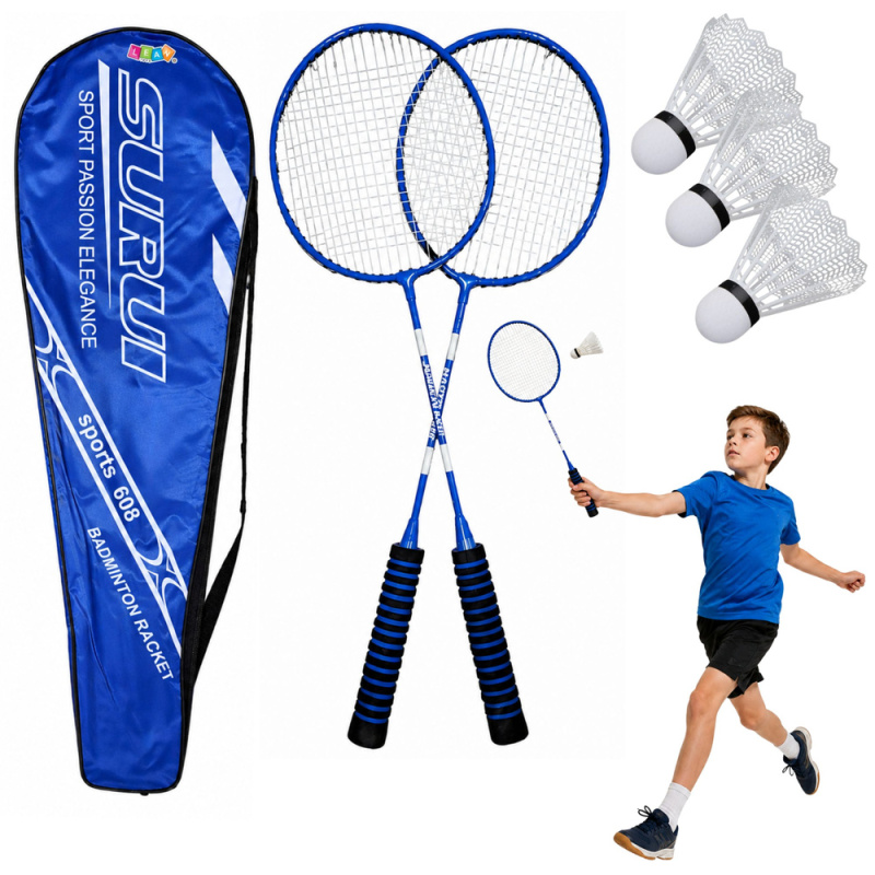 Tomido Sada na badminton modré rakety 3 míčky