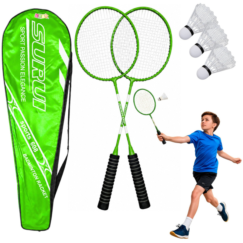 Tomido Badmintonový set 3 míčky obal zelený