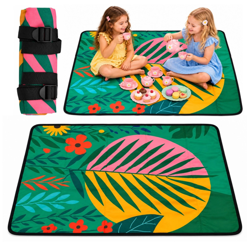 Skládací turistická pikniková deka s tropickým vzorem 100 × 70 cm