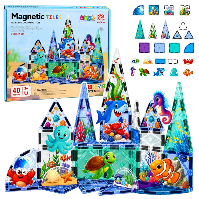 Magnetické stavební kostky mořská zvířata Ocean 40 ks