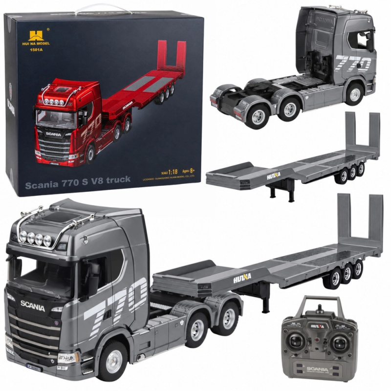 Dálkově ovládaný kamion Scania 770S s návěsem Huina v měřítku 1:18