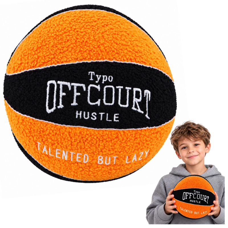 Plyšový basketbalový míč oranžovo-černý 23 cm