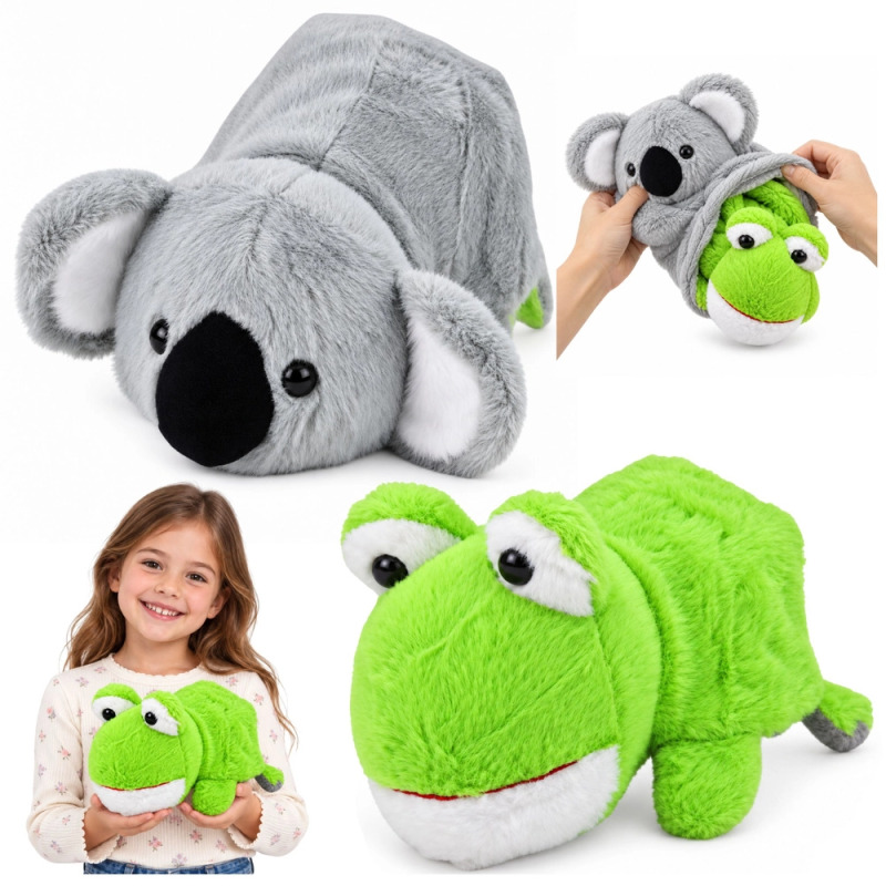 Oboustranná plyšová hračka koala a žába 2 v 1 25 cm