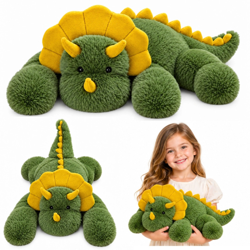 Plyšový dinosaurus triceratops zelený 60 cm