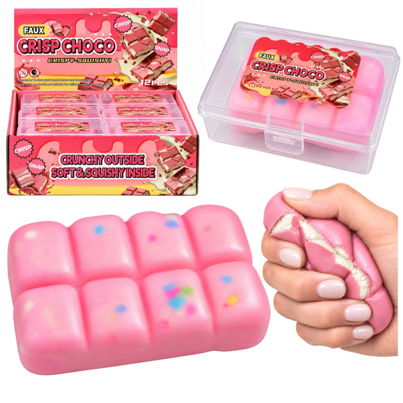 Senzorický mačkací antistresový čokoládový bonbon růžový - 1 kus