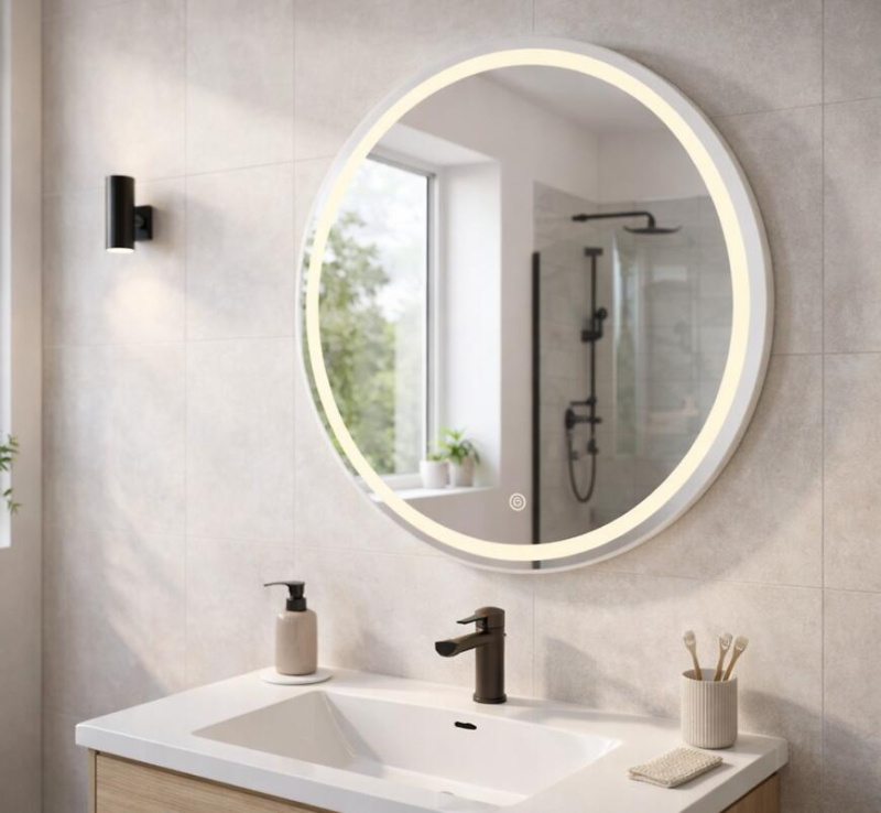 Koupelnové zrcadlo s LED osvětlením 60 mm