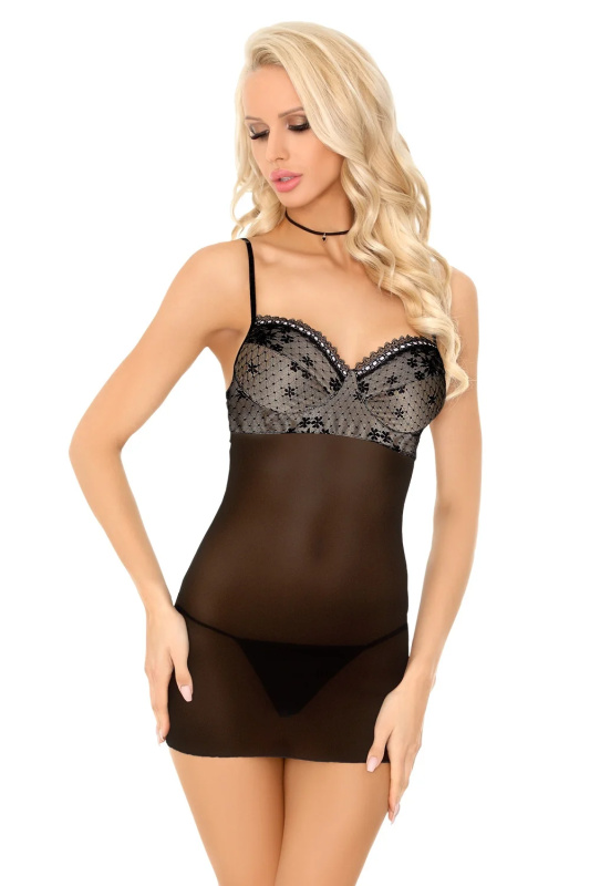 Erotická košilka Ambrosia - LivCo CORSETTI FASHION černá M