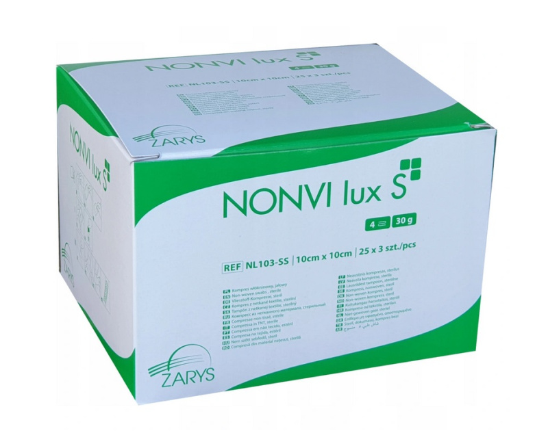 ZARYS International Group Komprese NONVI lux S, netkaná textilie, 30g, 10cm x 10cm, sterilní (2-10ks/bal) Varianta: 10cm x10cm (2ks)