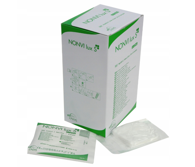 ZARYS International Group Komprese NONVI lux S, netkaná textilie, 30g, 5cm x 5cm, sterilní (2-10ks/bal) Varianta: 5cm x 5cm (5ks)