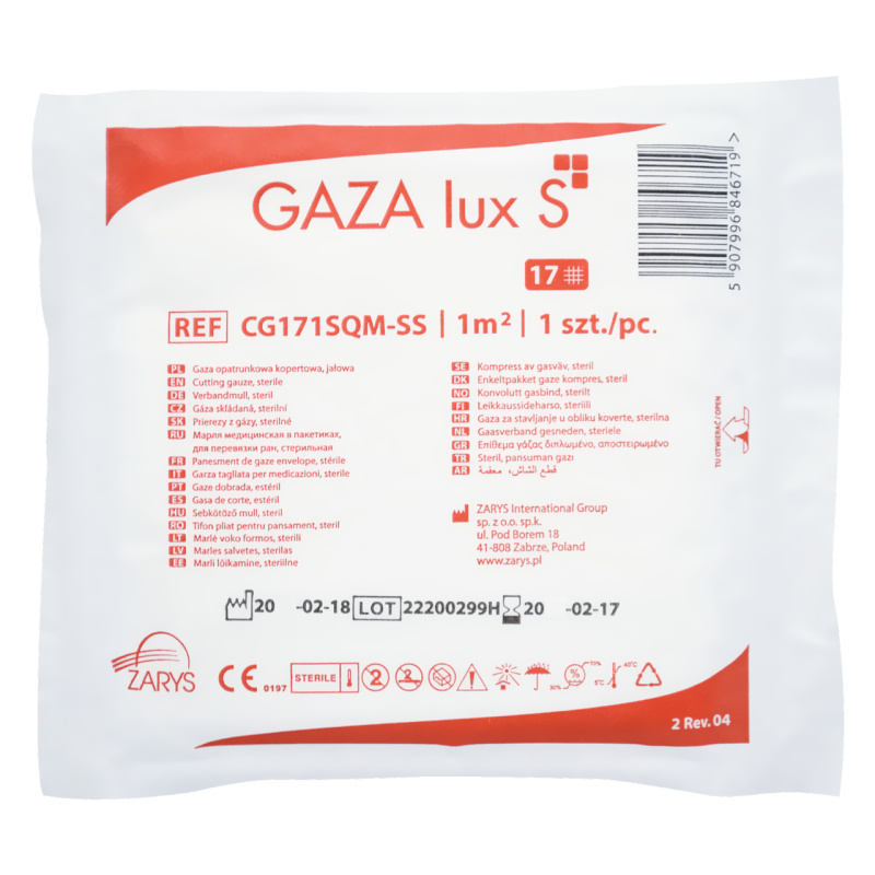 ZARYS International Group GAZA lux S Gáza stříhaná, 1/4m2, sterilní - vodní parou (100ks), 13/17N Počet pramenů: 17