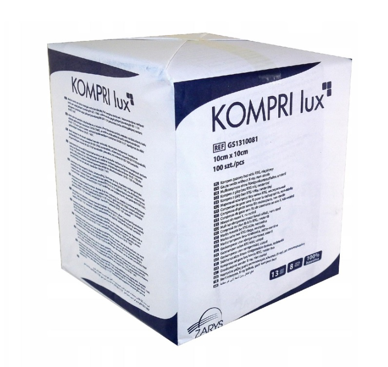 ZARYS International Group KOMPRI lux - Komprese gázová, 13N, 12W, 10cmx10cm, nesterilní (100/500ks) Počet kusů: 100