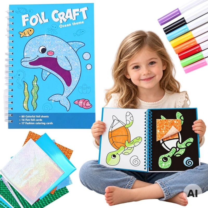 Woopie kreativní sada s fóliemi a omalovánkami Delfín 121 dílů