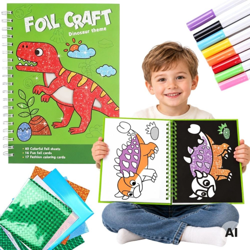 WOOPIE Kreativní sada s fóliemi a omalovánkami dinosauři 121 dílů