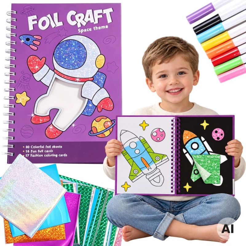 Woopie kreativní sada s fóliemi a omalovánkami vesmír 121 dílků