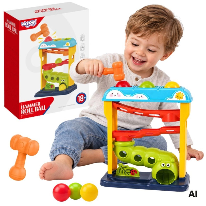 Edukační kuličková dráha s kladívkem WOOPIE Baby