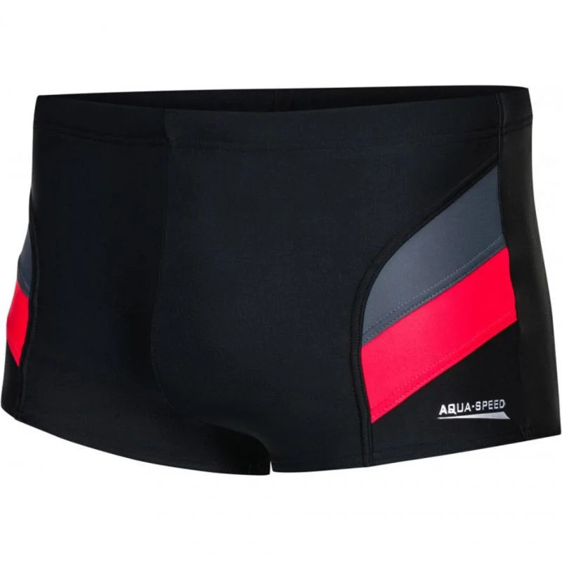 Pánské plavecké šortky Aron M.16 černo-červené - Aqua Speed 4XL