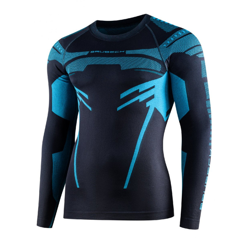 Pánské funkční triko Brubeck Dry s dlouhým rukávem Graphite/Blue XL