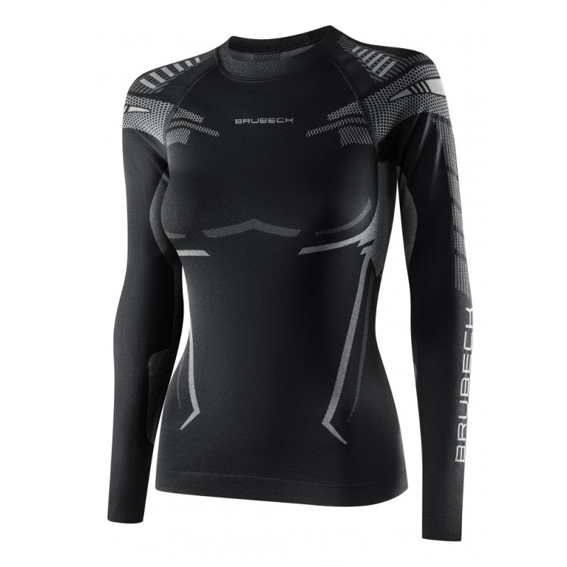 Dámské funkční triko Brubeck Dry s dlouhým rukávem Black/Graphite S