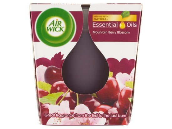 Air Wick Essential Oil Mountain Berry Blossom vonná svíčka 105 g