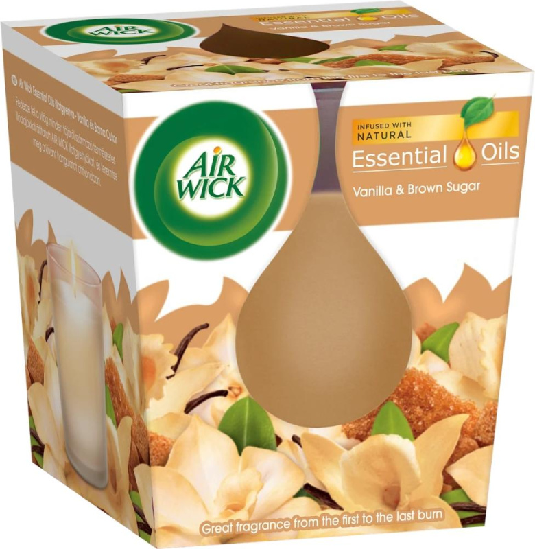 Air Wick Essential Oil Vanilla & Brown Sugar vonná svíčka 105 g
