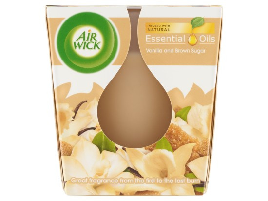 Air Wick Essential Oil Vanilla & Brown Sugar vonná svíčka 105 g