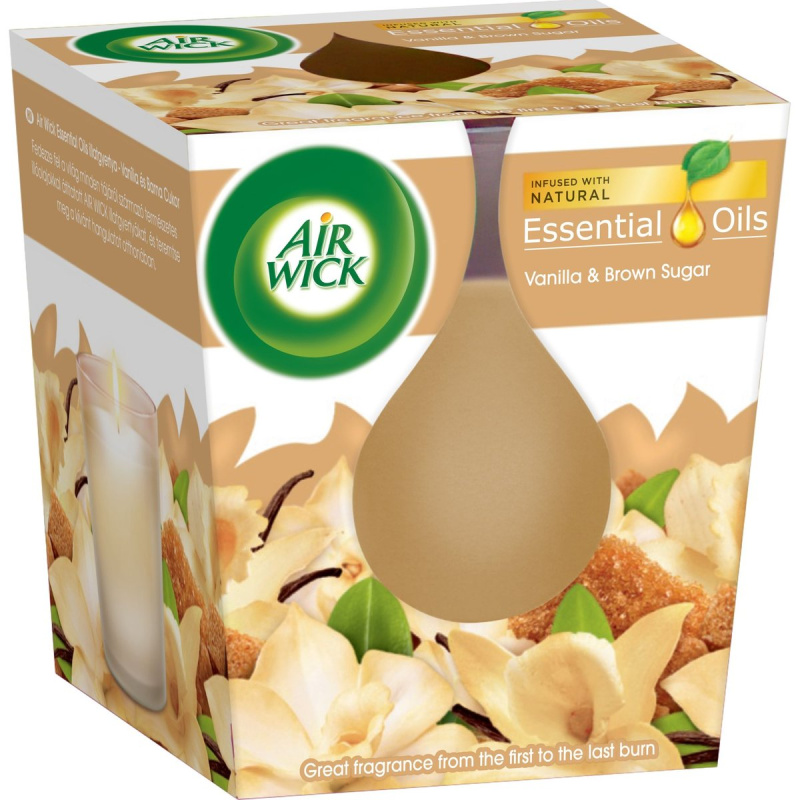Air Wick Essential Oil Vanilla & Brown Sugar vonná svíčka 105 g